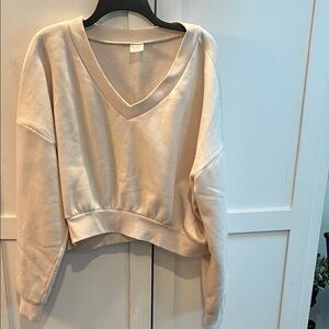 No Boundaries Cream V-Neck Sweatshirt